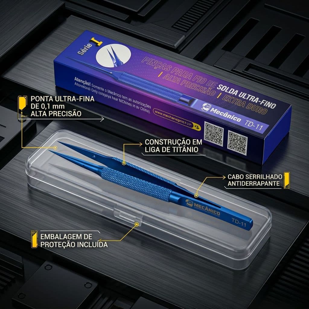 Pinça de Titânio Mechanic TD-11 Alta Precisão Reta Antiestática