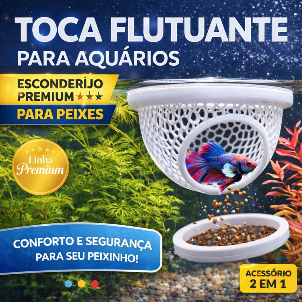 Caverna Flutuante para Peixes Betta Toca para Aquário Cama Folha Descanso Aquarismo Decoração
