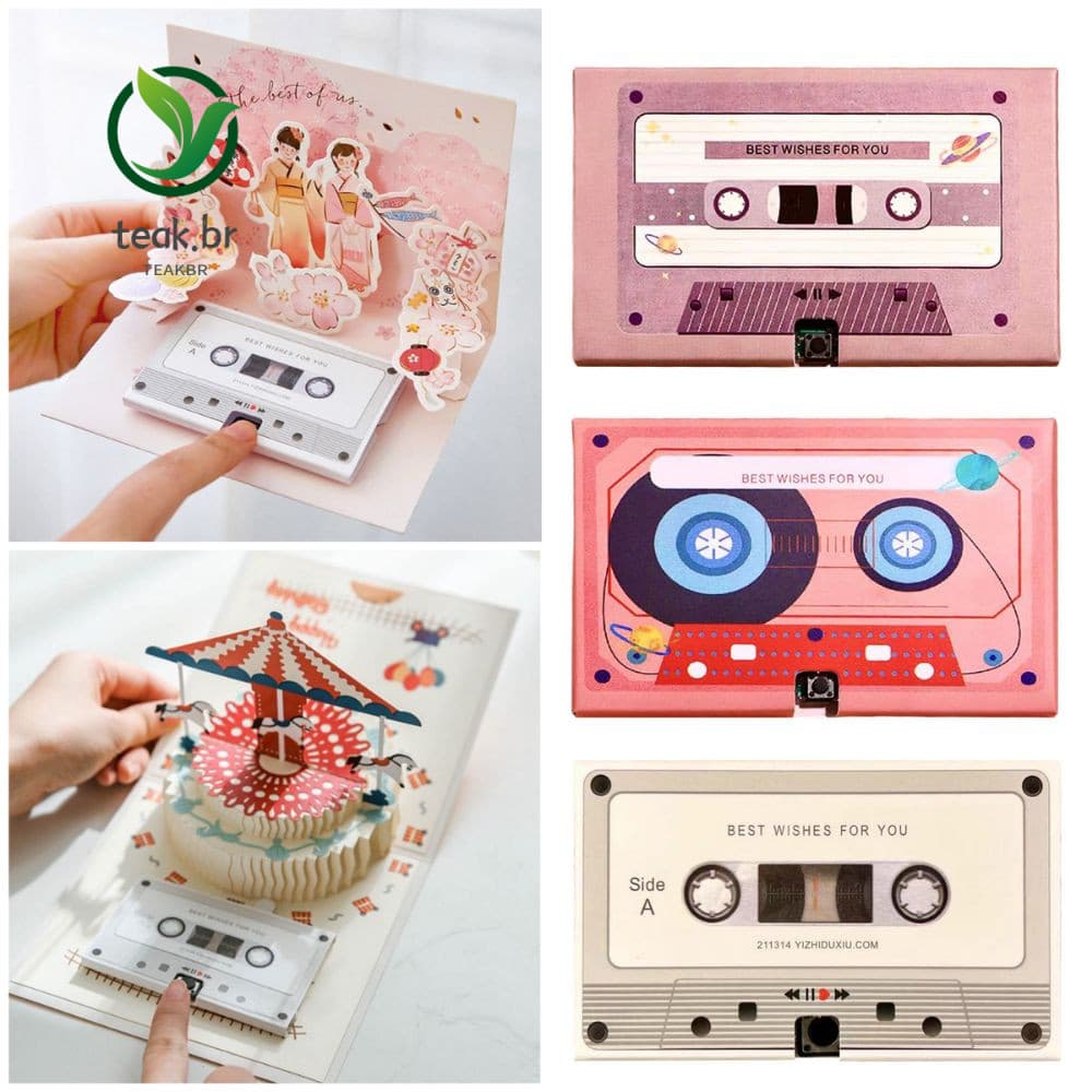 Cartão Gravável TEABR , Cartões Personalizados De Fita Cassete DIY , Mensagem De Voz