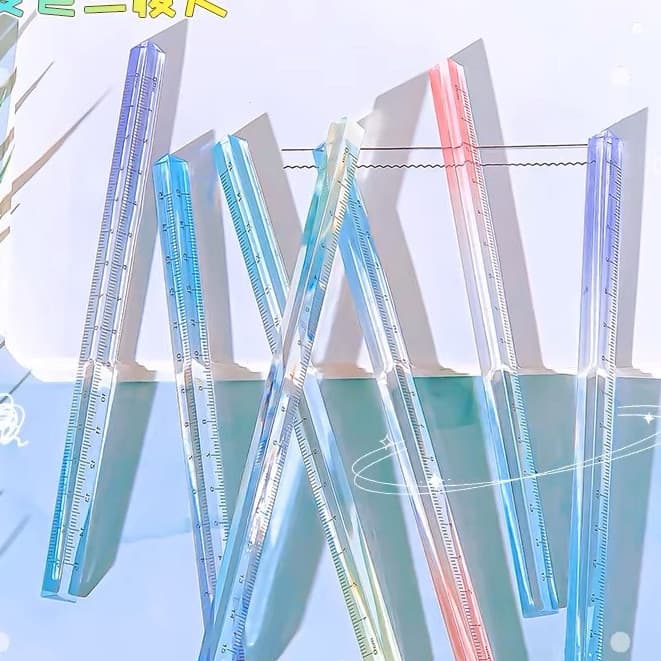 Régua Transparente Gradiente Triângulo 15cm Criativa Papelaria Material De Escritório Prêmios De Presente