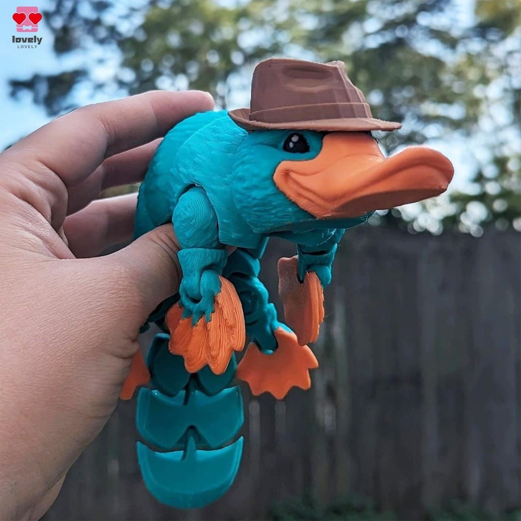 Brinquedo De Mesa De Ornitorrinco Impresso Em 3D Divertido Estatueta De Animal Articulado Para Estante Ou Configuração D