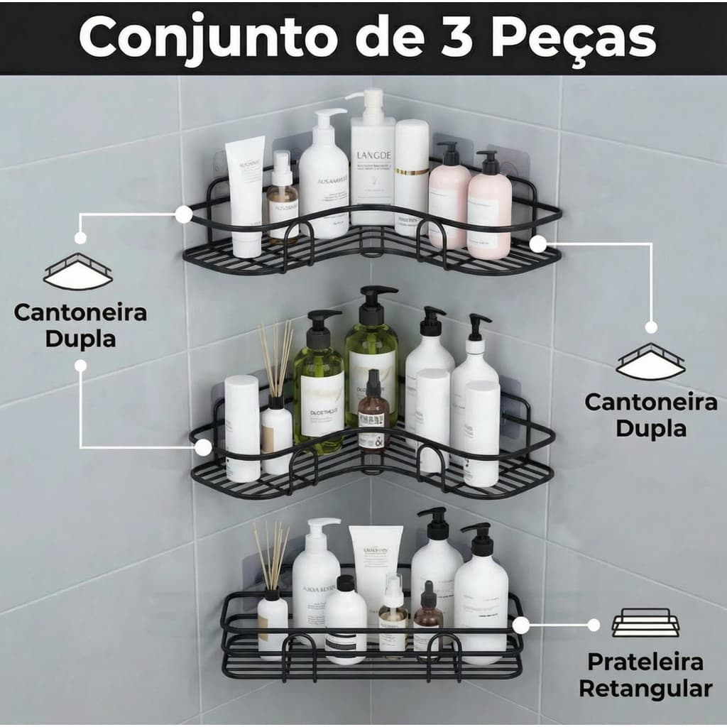 1/2/3/4 Prateleira Suportes De Banheiro Para Parede Cozinha Com Alto Adesivos Porta Shampoo Rack