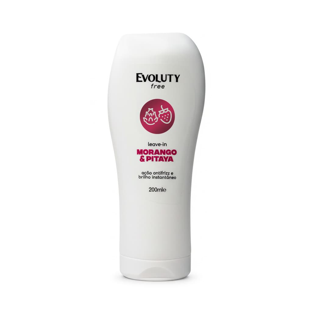 Leave-in Morango e Pitaya Evoluty Free 200ml Controle Frizz Brilho Sem Enxágue Hidratação Cabelo