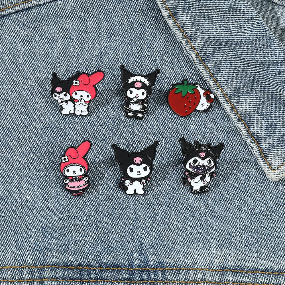Broche de Metal Kuromi My Melody, Acessório de Anime, Distintivo, Acessórios para Bolsa, Pin, Fivela de Roupas