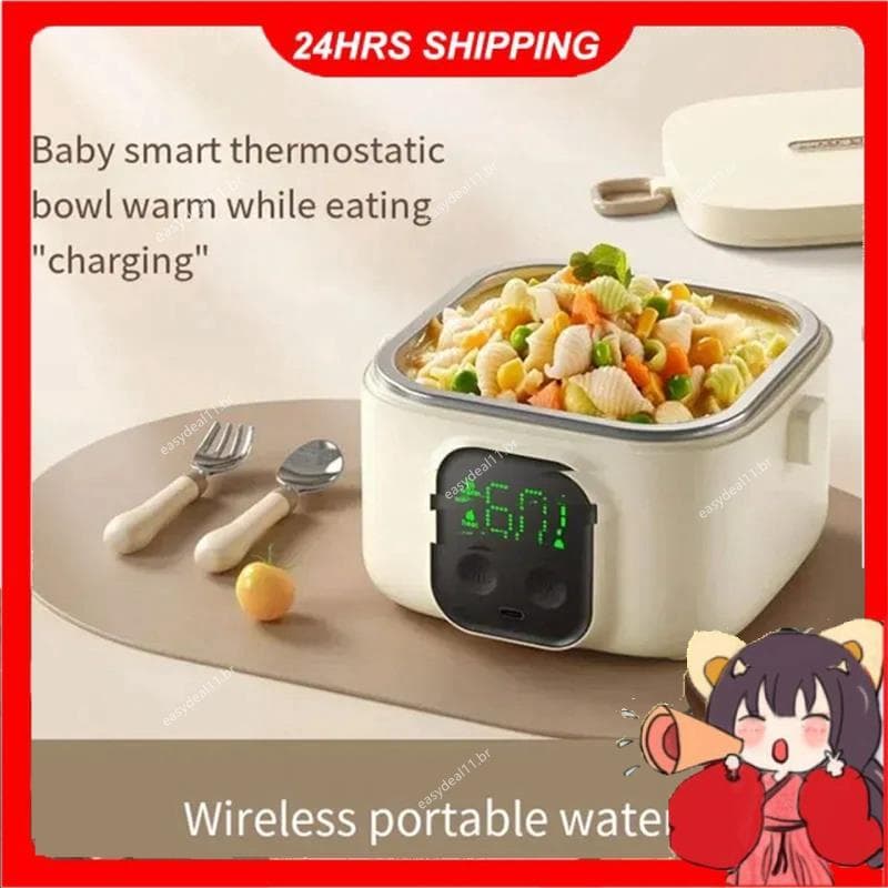 Lancheira Elétrica Recarregável Para Acampamento , Portátil , Sem Água , Aquecimento , 500ML , Display LCD , De