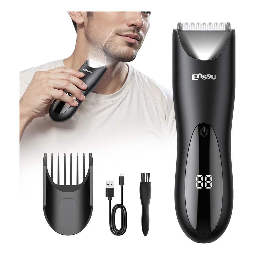Aparador de Pelos Corporais para Homens Enssu, Portátil e Recarregável, Pode Aparar a Barba