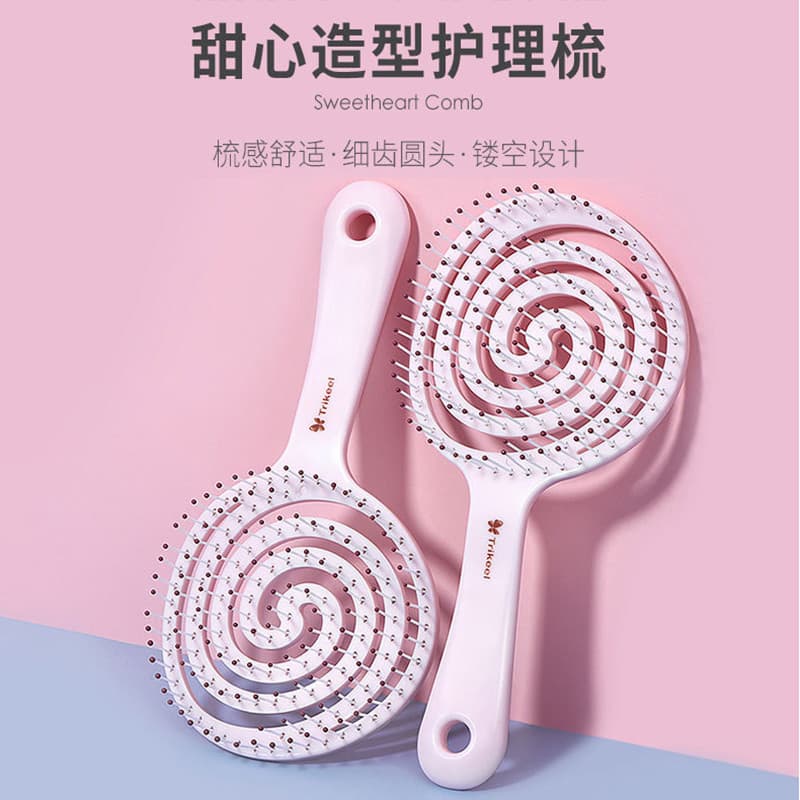 Pente de cabeleireiro curvado grande, cabelo liso, rosa, dentes largos, costelas, estilo de cabelo encaracolado, pente f