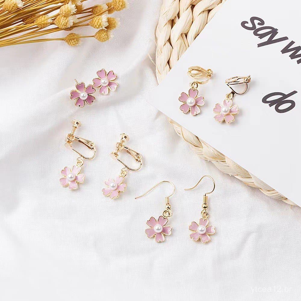 Flor de cerejeira em estilo japonês~Design de brinco delicado e fofo para meninas japonesas, exclusivo, fresco e versáti