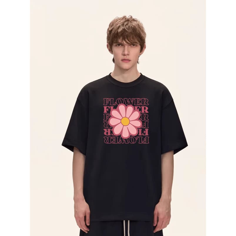 Camisa Basica Masculino Camisa Estampada FLOR Streetwear Algodão 100%