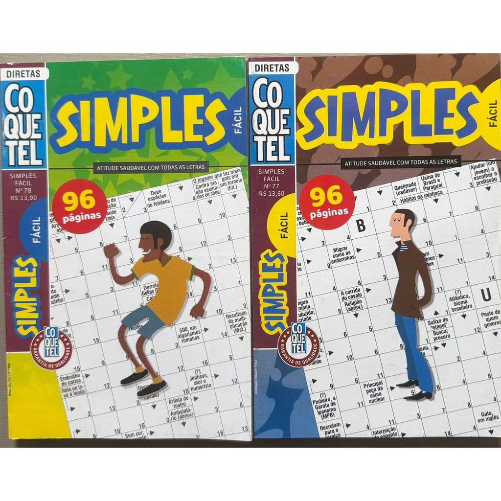 Kit 02 Palavras Cruzadas Coquetel - Nível simples fácil-96 pág
