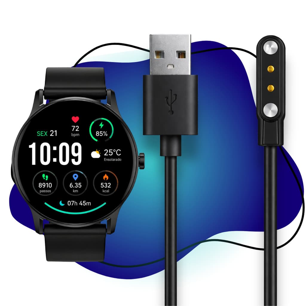 Carregador Compatível Com Xiaomi Haylou Gs Ls09A Cabo Usb Preto