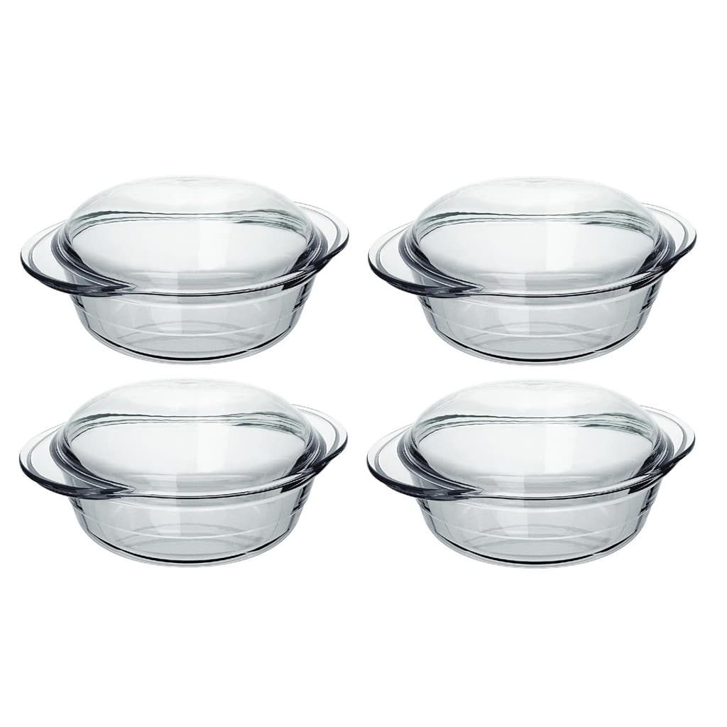 Kit 4 Lasanheiras Marinex 1L com Tampa Vidro Refratário Ideal para Lasanha Forno e Uso Diário na Cozinha