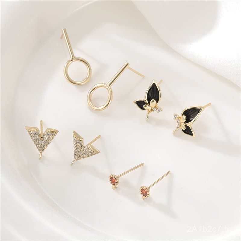 Brincos femininos de estilo minimalista coreano e japonês, em cobre banhado a ouro 14K com pino de prata 925, brincos de