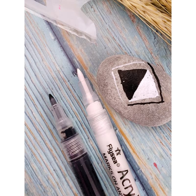 Flysea marcador acrílico de personagem fino, caneta grafite, forro de gancho, preto, branco, à base de água, caneta pinc