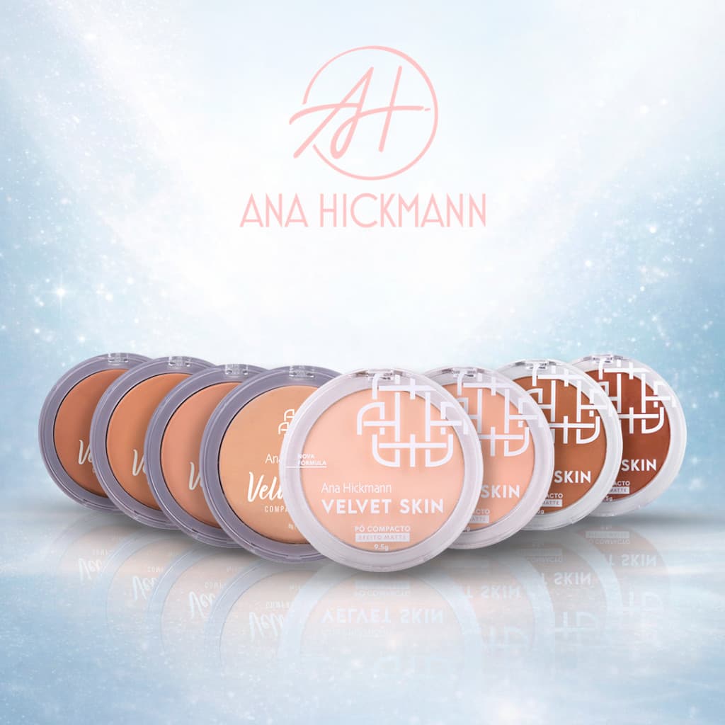 Pó Compacto Facial Cobertura Media Aveludado Velvet Skin Ana Hickmann