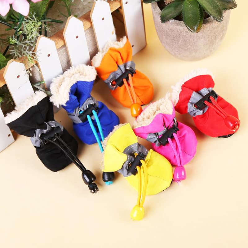 Sapatos de inverno para cães, sapatos de pelúcia, um conjunto de 4 capas para sapatos, filhotes, cães pequenos, sapatos
