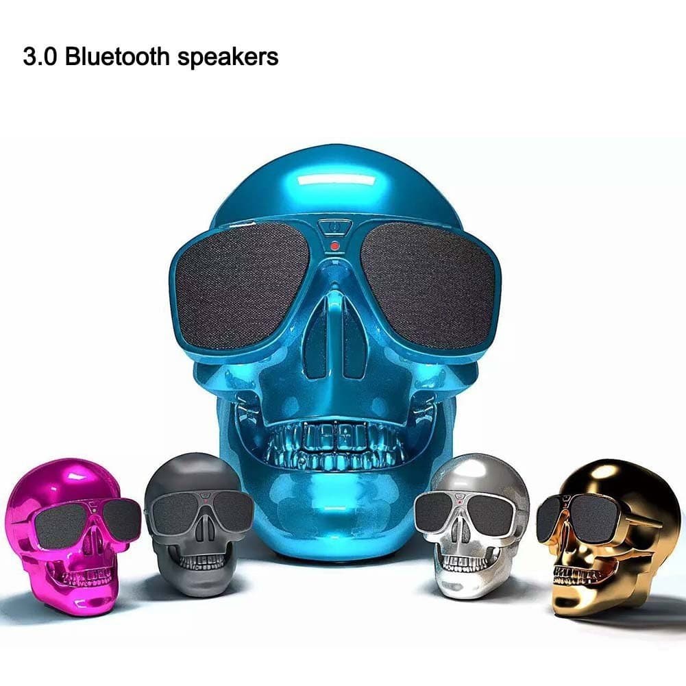 Caixa de Som Bluetooth Sem Fio Personalizada em Forma de Caveira com Rádio e Slot para Cartão, Subwoofer para Celulares