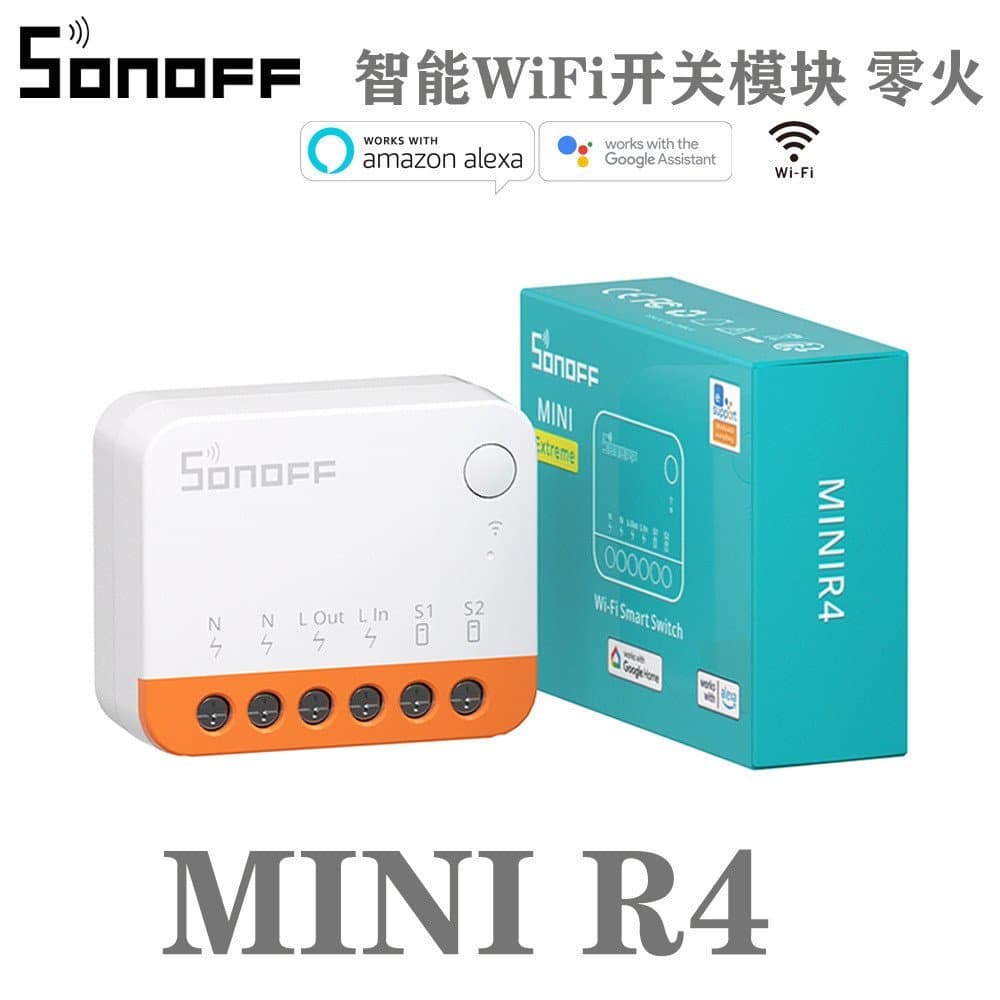 Interruptor Inteligente WIFI Sonoff MINIR4 com Controle Duplo, Temporizador e Controle por Voz Alexa