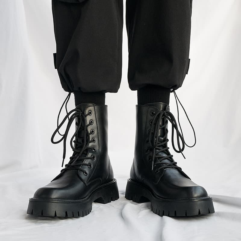 Estilo britânico couro genuíno preto Martin botas masculinas de alta qualidade All-Match aumentado versão coreana botas