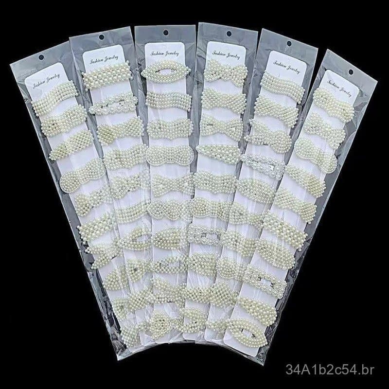10 Presilhas de Cabelo com Pérolas Direto do Fabricante, Acessórios de Cabelo Populares para Cabelos Soltos, Presilhas p
