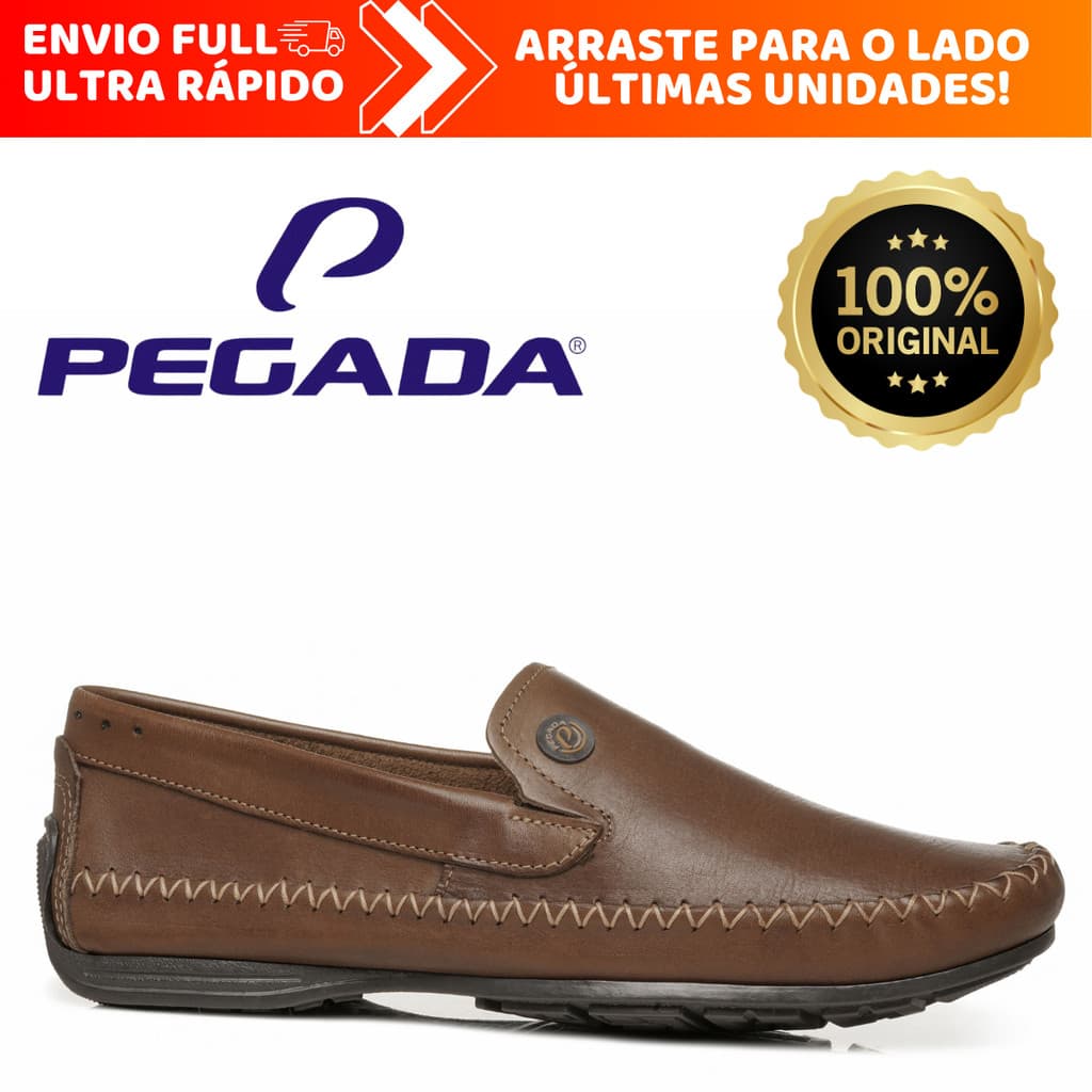 Mocassim Masculino Pegada 100% Couro Calce Fácil Ultra Macio