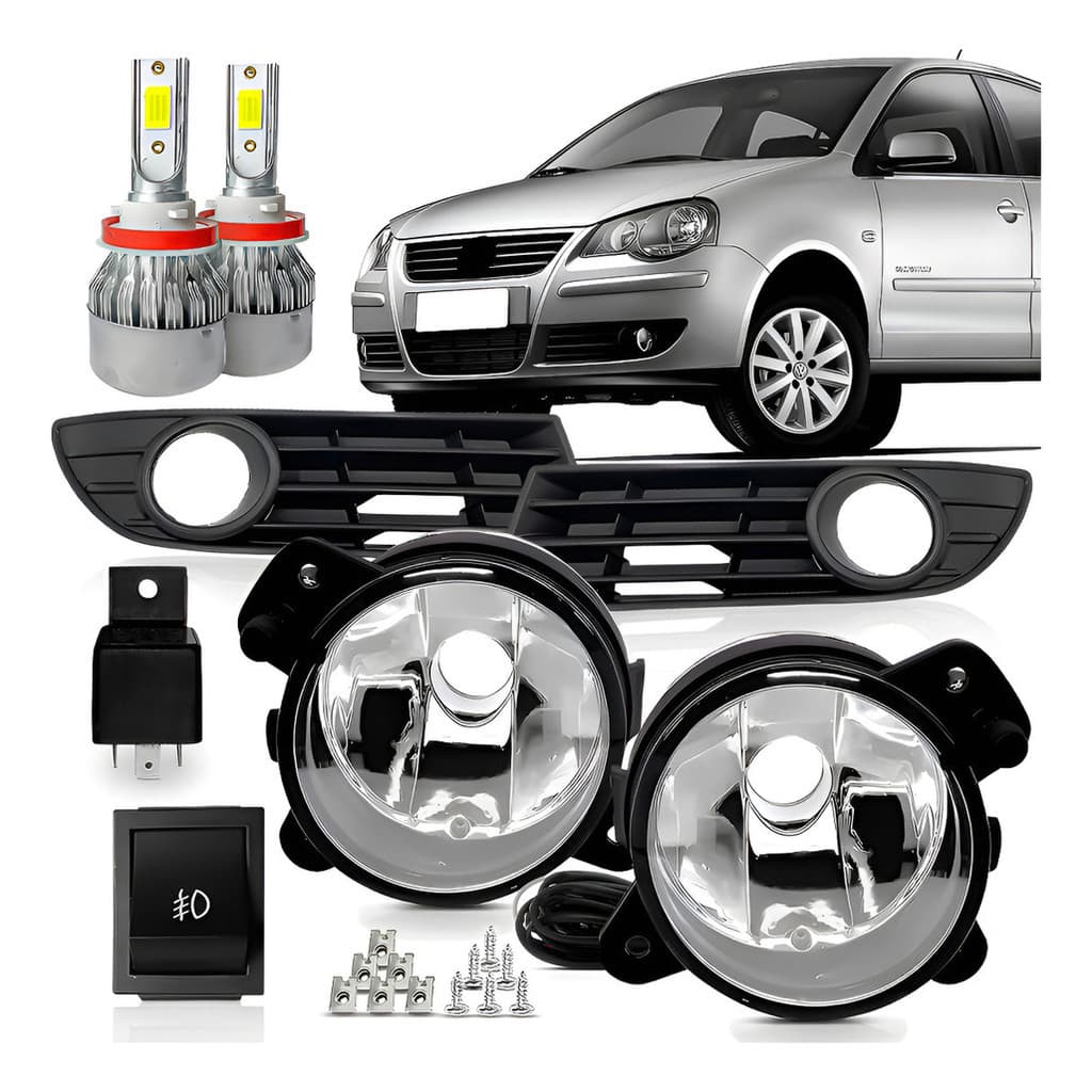 Kit Farol Milha Neblina Polo 2007 A 09 2010 11 Super Led Branco