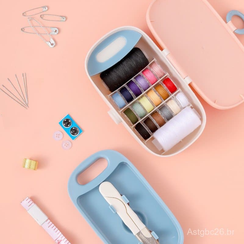 Kit de Costura Colorido para Uso Doméstico, Conjunto Portátil de Ferramentas de Costura e Artesanato, Agulhas de Crochê,