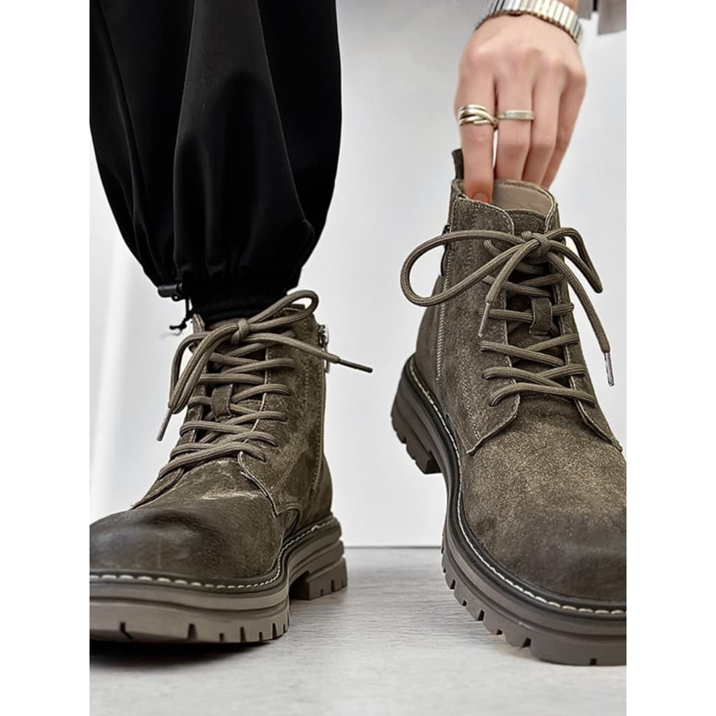 Martin botas masculinas britânicas de alta qualidade sapatos de couro camurça couro genuíno zíper botas curtas 2025 novo