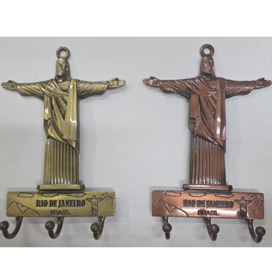 Porta Chaves Cristo Redentor 3 Ganchos Metal Rio De Janeiro Presentear Pronta Entrega
