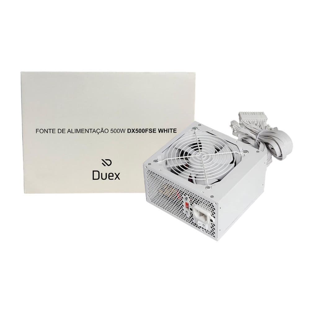 Fonte Duex DX 500FSE White Series, 500W, Cabos Flat, DX 500FSE WHITE SERIES