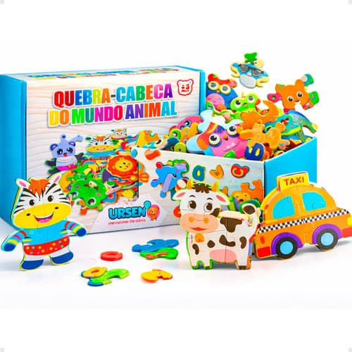 Kit Quebra Cabeças 60 Peças - Mundo Animal  Brinquedos Educativo Animais