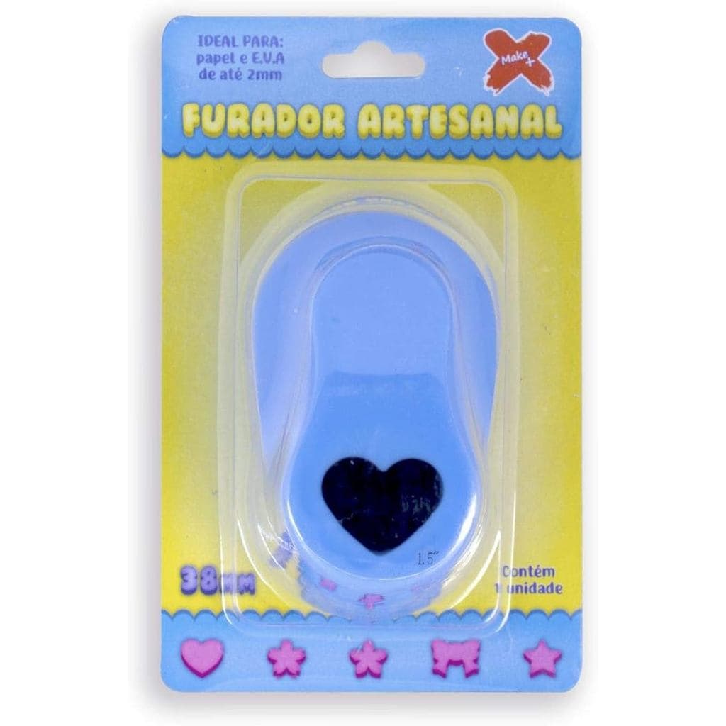 FURADOR PAPEL E EVA GIGANTE CORACAO 38MM UNIDADE 12027 MAKE+