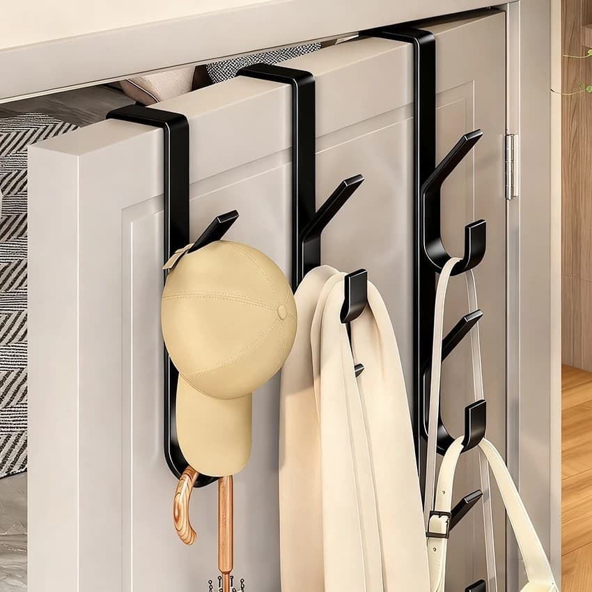 GANCHO DE PORTA 3 ganchos cabide de metal forte para roupas chapéus e bolsas design de economia de espaço superloja
