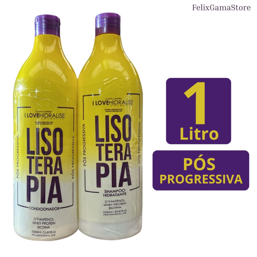 Shampoo e Condicionador Lisoterapia 1L Hidratação Profunda com Biotina Whey Protein e D'pantenol