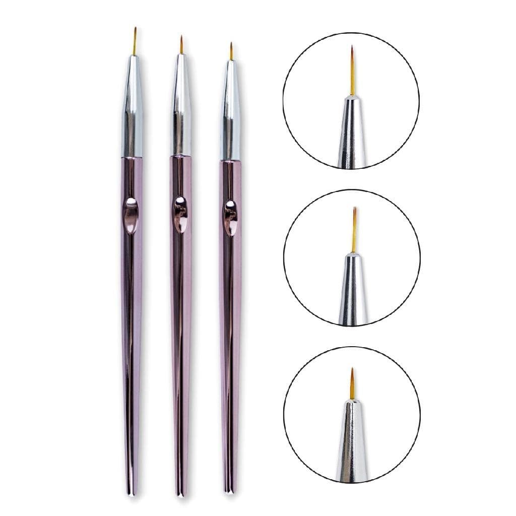 Kit 3 Pincéis Ponta Fina Decoração de Unha Nail Art Manicure Unha de Gel Unhas Naturais Nail Design