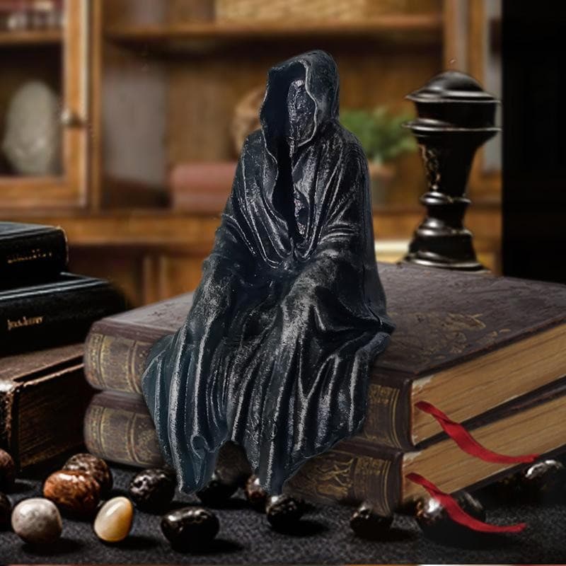 [largeloohg] Escultura De Resina Grim Reaper-Figura Sentada De Homem Misterioso Para Decoração De Mesa De Casa
