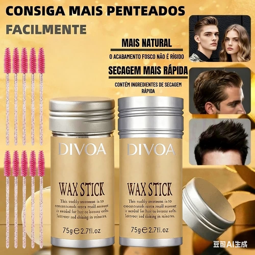 (Inclui 10 Escovas)Bastão de Cera Capilar Profissional Portátil, Sem Fragrância, Adequado para Qualquer Tipo de Cabelo