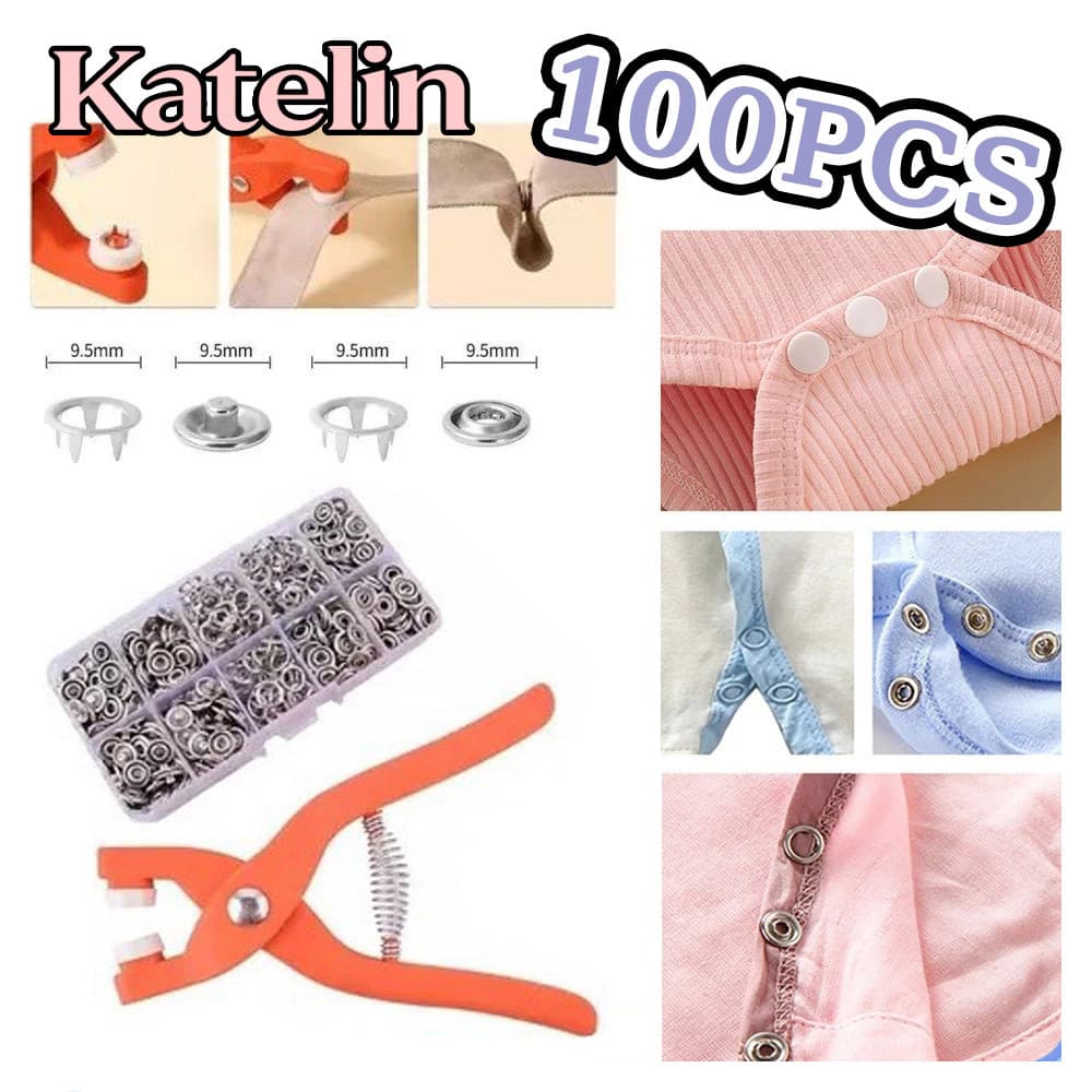Kit De Prendedor De Pressão 100PCS-Ferramenta E Alicate De Metal Para Reparo De Botões De Roupas