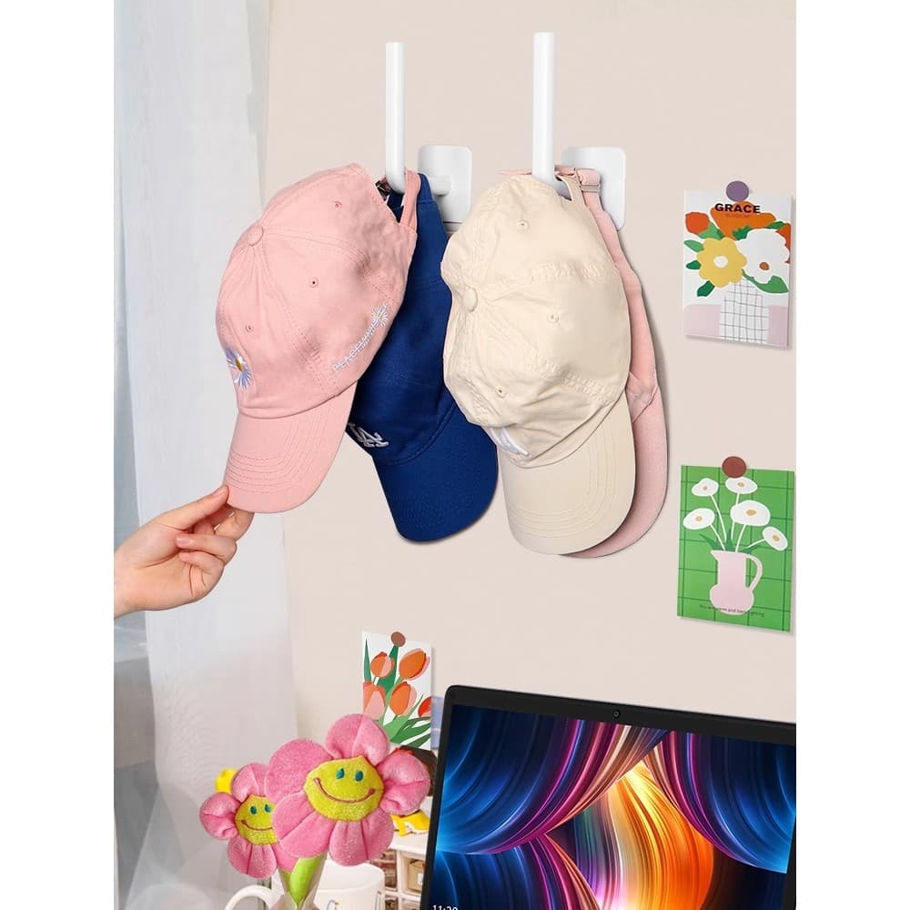 Clipe de chapéu de gancho sem perfuração, ferramenta útil de armazenamento, entrada, quarto, guarda-roupa, pendurado, Ra