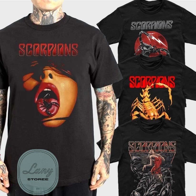 Camiseta Básica Rock Scorpions Camisa 100% Algodão Streetwear Temos Plus Size Lançamento - Envio Rápido