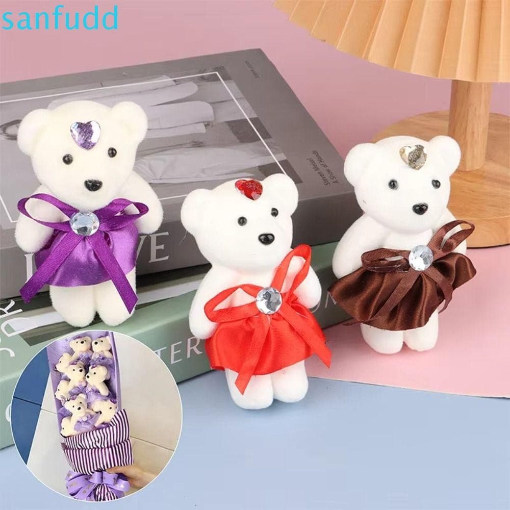 SANFUDD 10pcs/conjunto Brinquedos de Espuma de Urso de Pelúcia, Animal de Pelúcia Urso Mini de Desenho Animado com Buquê