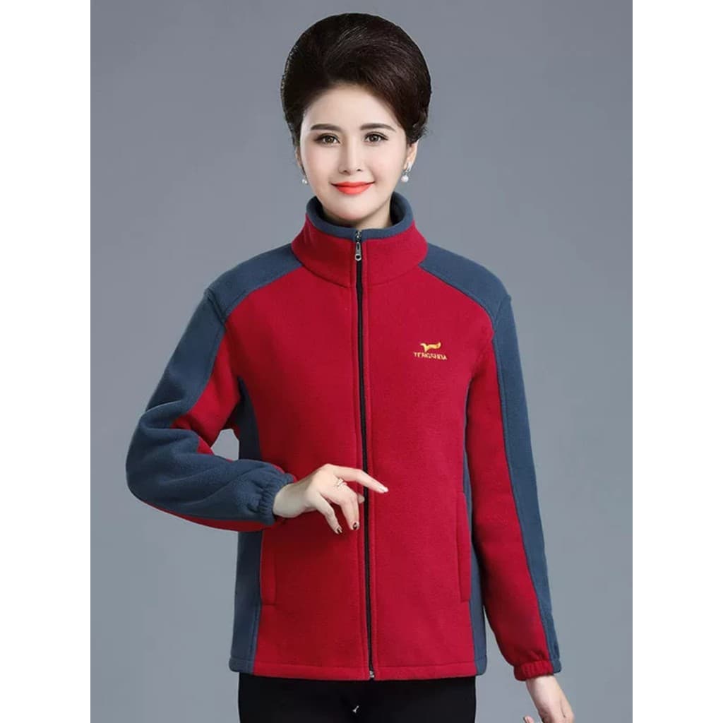 Jaqueta de lã Polar para idosos de meia-idade, feminina, mãe, primavera, outono, estilo fino, avó, roupas de primavera,
