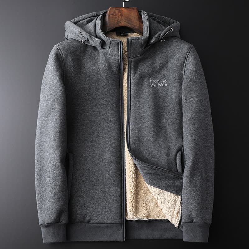 Forro de lã engrossado moletom masculino Cardigan com capuz lã de cordeiro juventude outono inverno pai usar casaco quen
