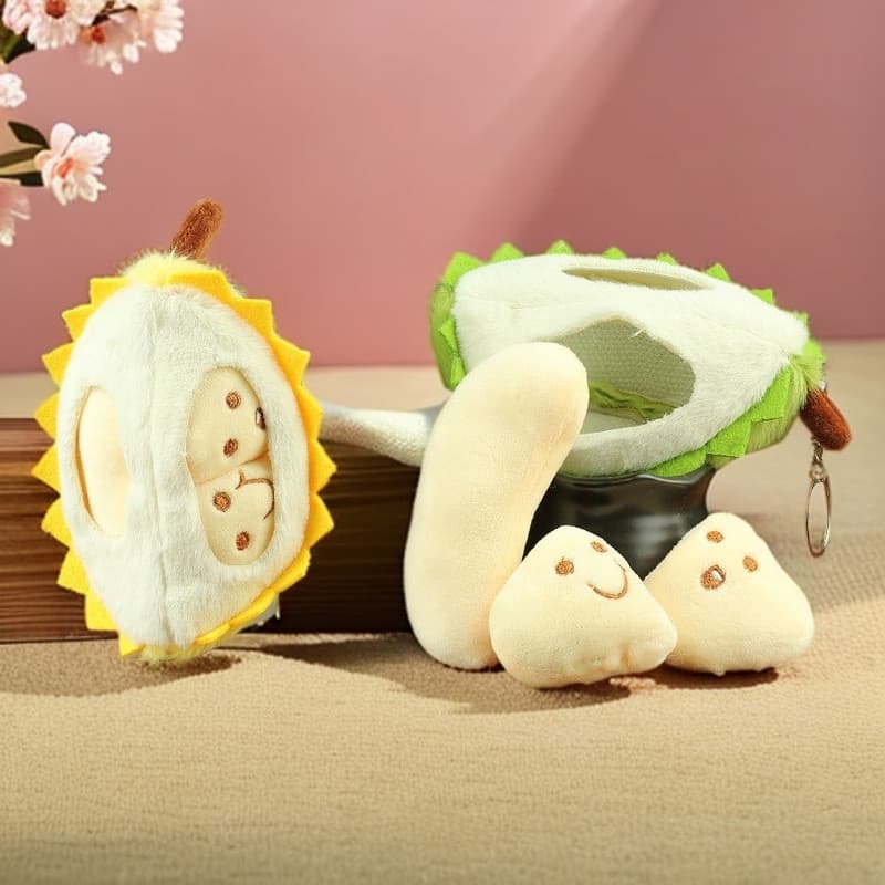 Série de frutas criativas destacável Durian brinquedo de pelúcia boneca menina mochila chaveiro pingente boneca presente