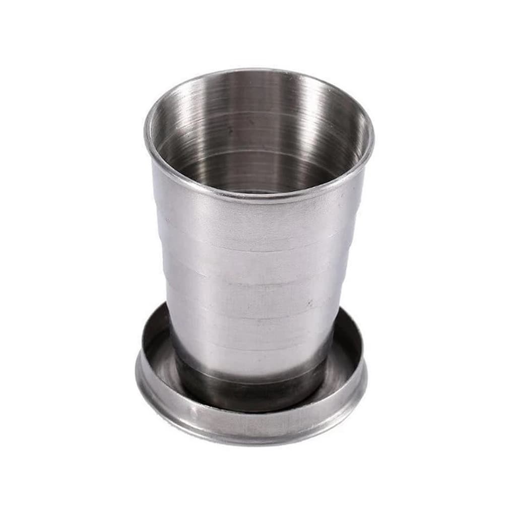 Copo Dobrável Retrátil Aço Inox 150ml Camping Pesca Trilha