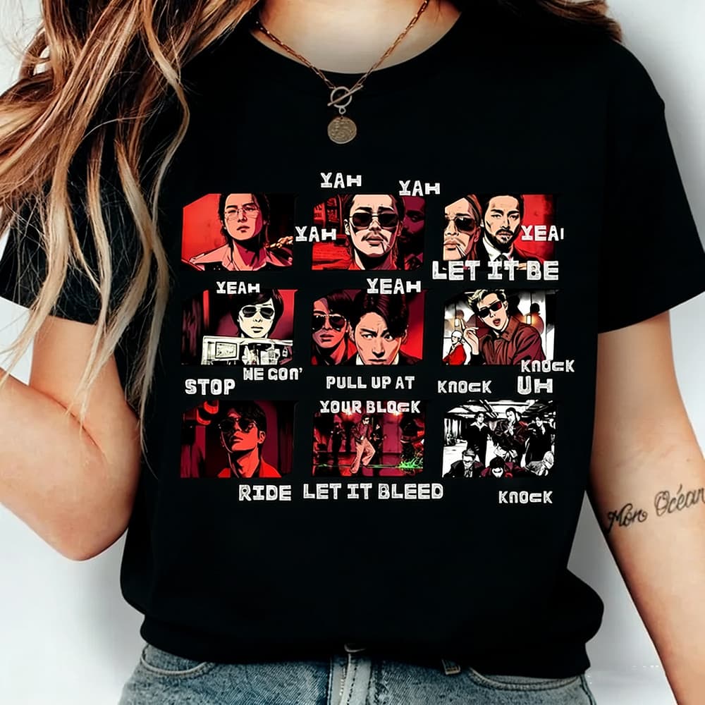 Camiseta Masculina Feminina BTS Letras de Música T-shirt Unissex Streetwear Envio Imediato