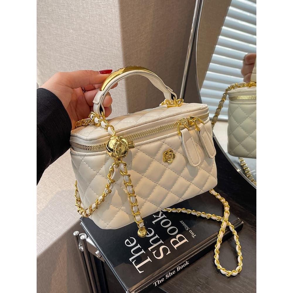 High-End textura pequena bolsa feminina 2026 novo estilo outono inverno nicho Design diamante corrente saco do mensageir