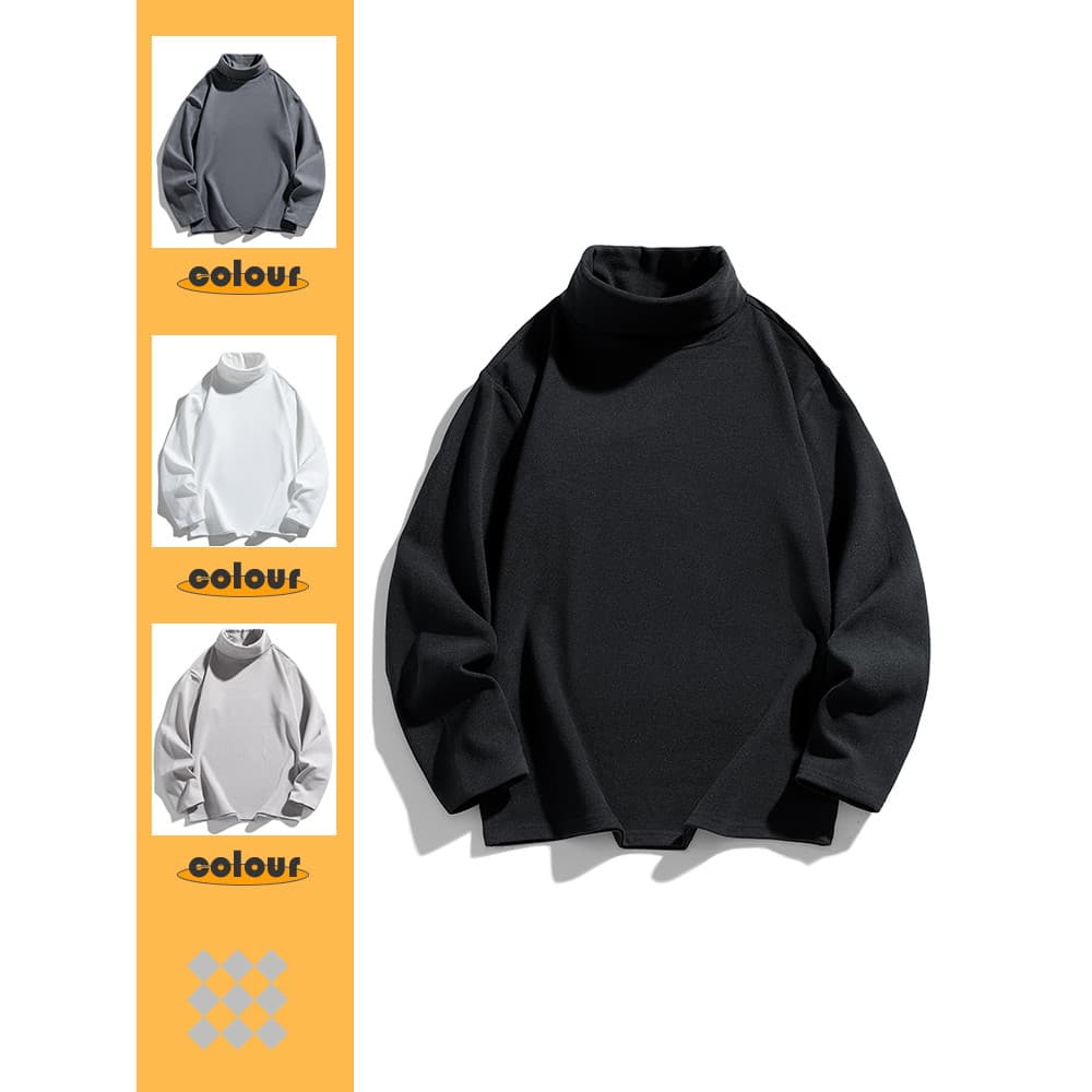 National Trendy Masculino Manga Comprida Quente Gola Alta Outono Primavera Top Camiseta de Manga Comprida Camisa de Fund