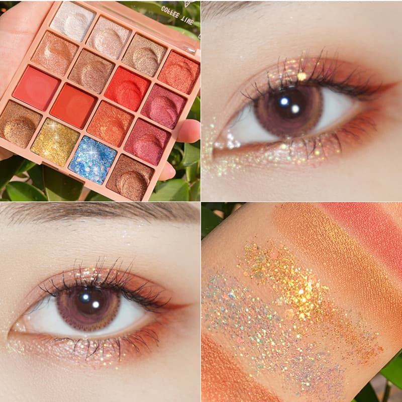 Purê de batatas 16 cores paleta de sombras Blush destaque estilo influenciador ins Super quente Glitter perolado lantejo