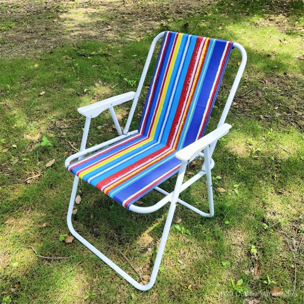 1 Pc Cadeiras dobráveis de praia Praia Varanda Alta Cadeira Aço